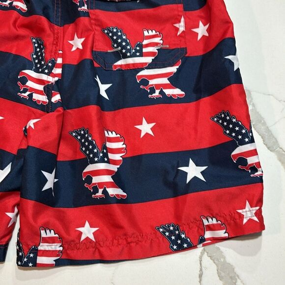 US Polo Association | Stars Stripes Boys Red White Navy Blue Swim Trunks - Picture 10 of 14